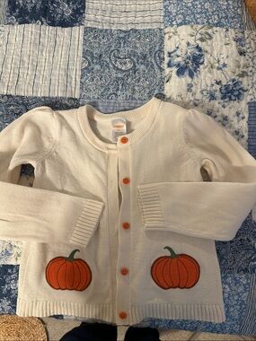 Gymboree Cream Cardigan with Orange Pumpkin Pockets